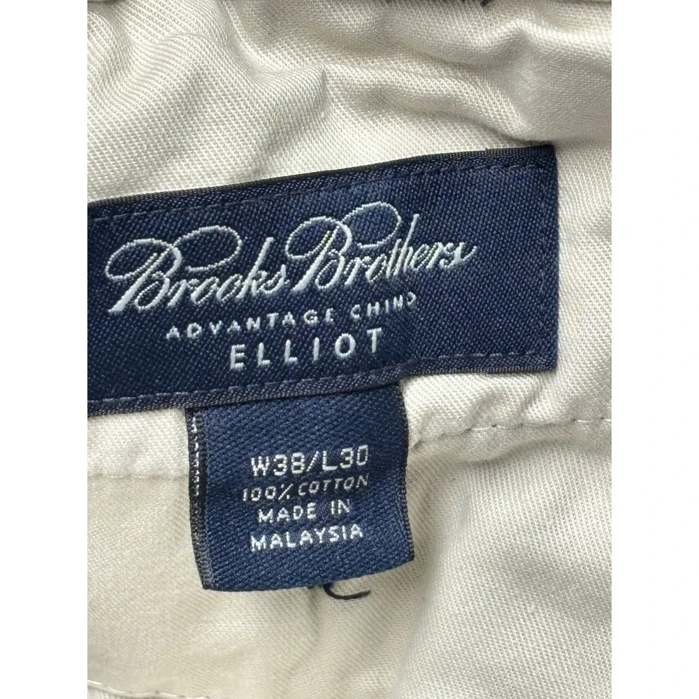Brooks Brothers Elliot Advantage Chino Navy Blue Pleated Cuffed Pants 38x30